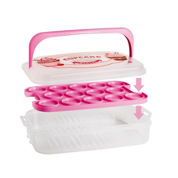 Kit scatole porta cupcake trasparenti base rosa pois Wilton 20 PZ