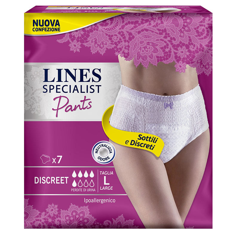 immagine-1-lines-assorbenti-pants-7pz-discreet-large-specialist-ean-8001480116924