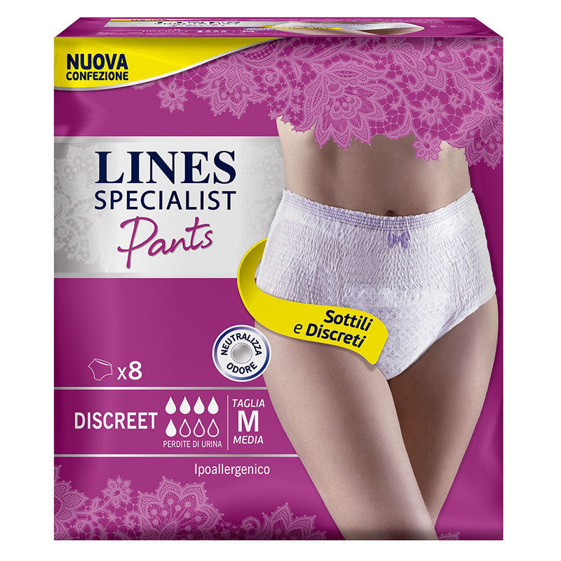 immagine-1-lines-assorbenti-pants-8pz-discreet-media-specialist-lin-ean-8001480116917