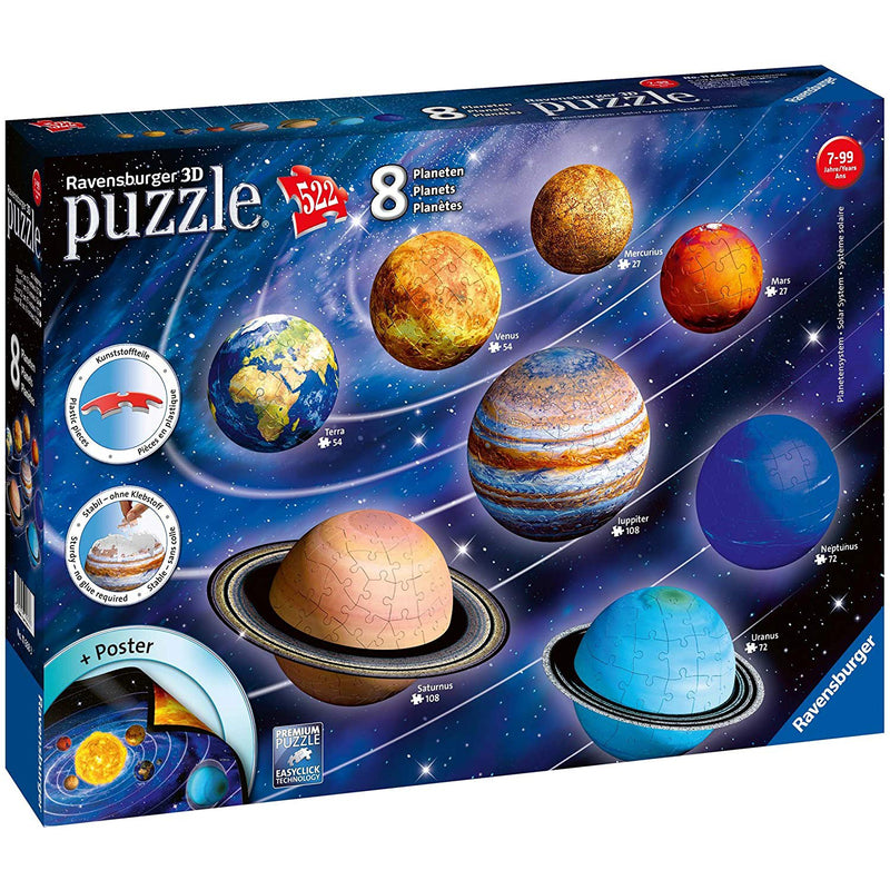 Ravensburger - 3D Puzzle Il Sistema Planetario, 540 Pezzi, 6+ Anni -  Ravensburger - Educational 3D - Puzzle 3D - Giocattoli