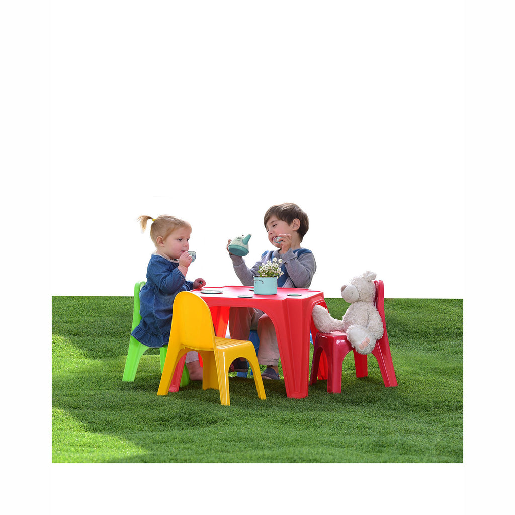 Set Tavolo con 4 Sedie per Bambini in Plastica Multicolore